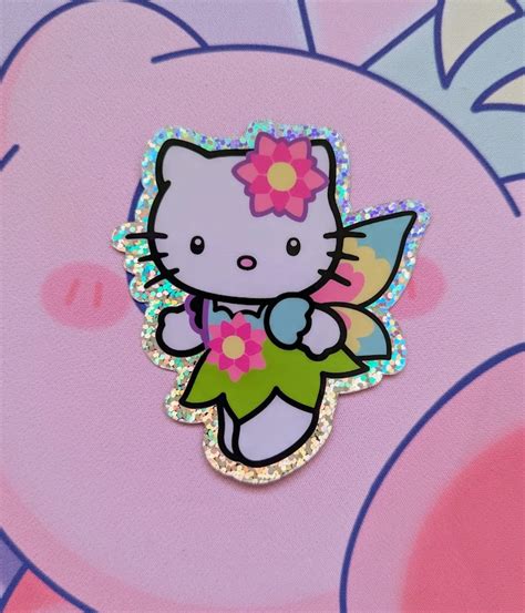 Kawaii Kitty Glitter Sticker Etsy