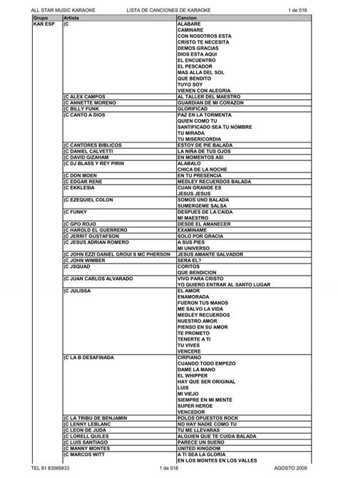 Canciones Para Karaoke 11