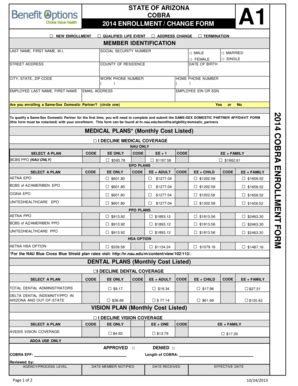 Fillable Online Hr Nau 2014 ENROLLMENT CHANGE FORM Northern Arizona