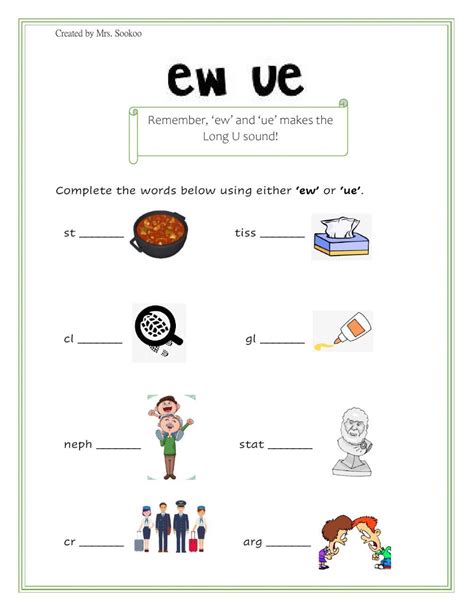 Ue And Ew Worksheet