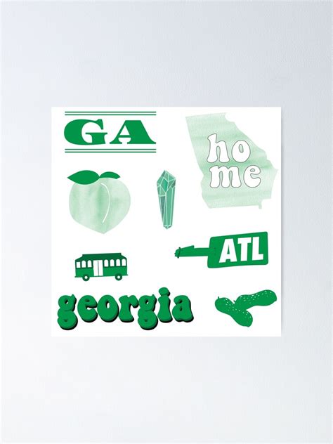 Kelly Green Watercolor Georgia Us Sticker Pack Poster By The Goods