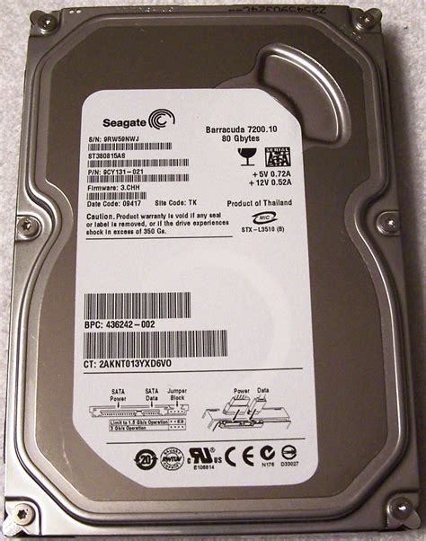 Seagate ST380815AS Barracuda 7200.10 SATA 3.0Gb/s 80-GB OEM Hard Drive ...