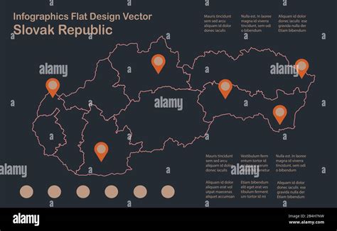 Infographics Slovakia Slovak Republic Map Outline Flat Design Color