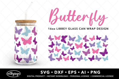 Butterfly Libbey Can Wrap Svg Design Graphic By Artbysugu Creative