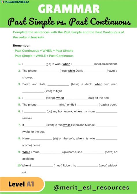 Live Worksheets Past Simple Past Continuous