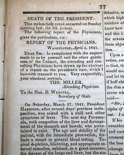 President William Henry Harrison Death John Tyler 1841 Washington Dc