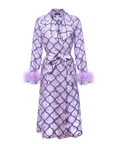 Shop Lavender Coat № 23 With Detachable Feathers Cuffs From Andreeva At