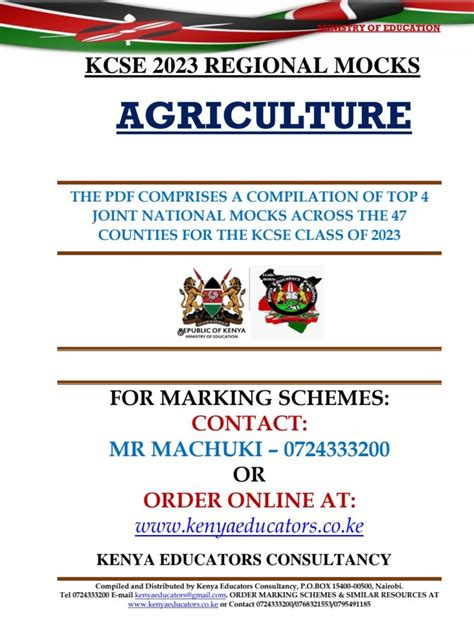 Agriculture Kcse Regional Mocks Questions