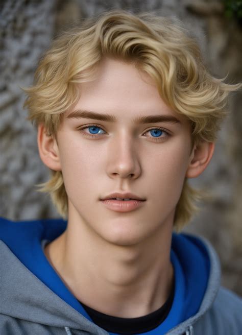 Lexica 16 Year Old Male Blue Eyes Blonde Hair Facing Forward