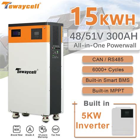 Tewaycell 300AH 15KWH Powerwall LiFePO4 Battery Pack 48 51V All In One