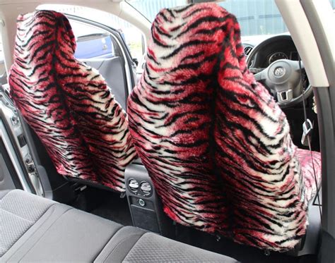 For Audi S1 Red Tiger Faux Fur Furry Car Seat For Covers Full Set