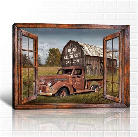 Farmhouse Truck Wall Art Old Truck Canvas Prints Barn Pictures Wall