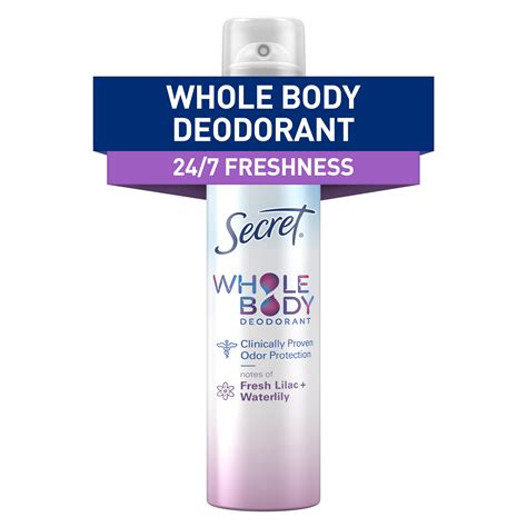 Secret Whole Body Aluminum Free Deodorant Spray Lilac Waterlily Oz