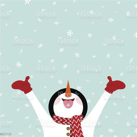 Snowman Eating Snowflakes Let It Snow Illustration Vector Stock Vector ...