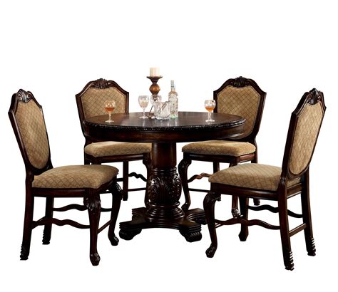 Espresso Counter Height Table Set 5pcs Traditional Chateau De Ville 64082 Acme Buy Online On