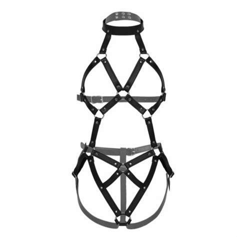 Women Pu Leather Halter Body Caged Sexy Lingerie Harness Strap Bondage