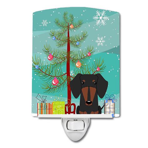 Caroline S Treasures Christmas Merry Christmas Tree Dachshund Black