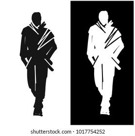 Fashion Man Model Silhouettes Hand Drawn Stock Vector Royalty Free