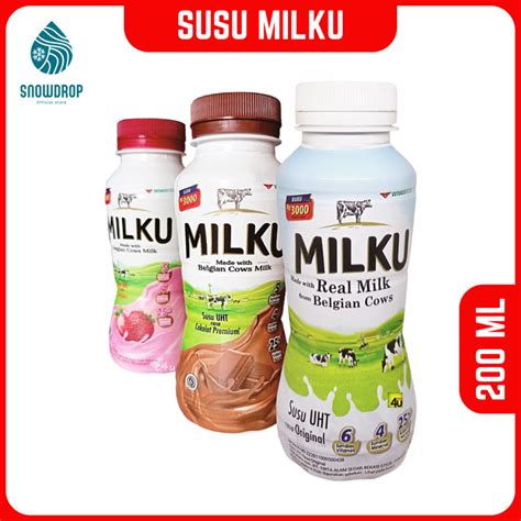 Jual Milku Susu Uht Premium Rasa Coklat Strawberry Original Ml