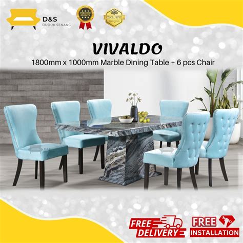 Vivaldo Ft Set Meja Makan Marble Kerusi Marble Dining Set Modern