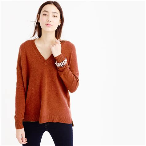 Lyst J Crew V Neck Tunic Sweater In Brown