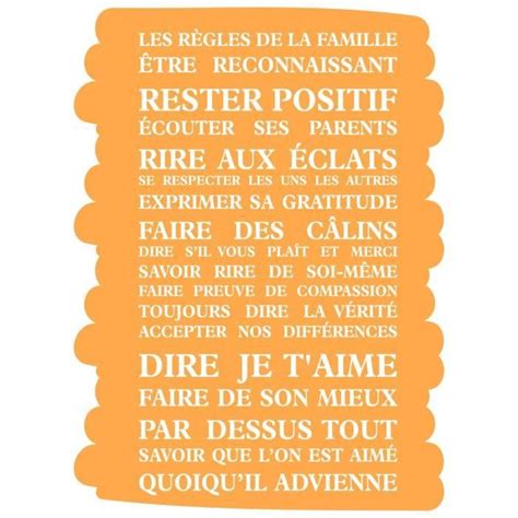 Stickers adhésif mural Les règles de la famille Feuille de vinyle