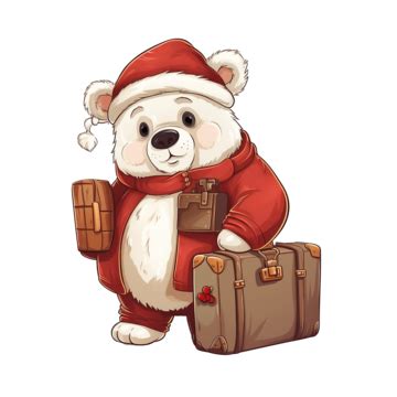 Bear Polar Christmas Santa Claus Cartoon Traveller Bag Christmas Bear