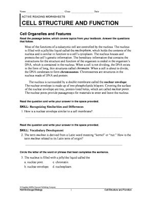 Cell Theory Reading Comprehension Worksheet Pdf Airslate Signnow