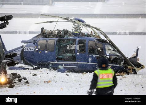 A Wreckage Of Two Crashed Helicopters Of The German Federal Police Is