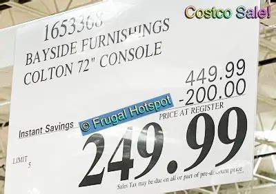 Bayside Furnishings Colton 72 TV Console Costco Sale