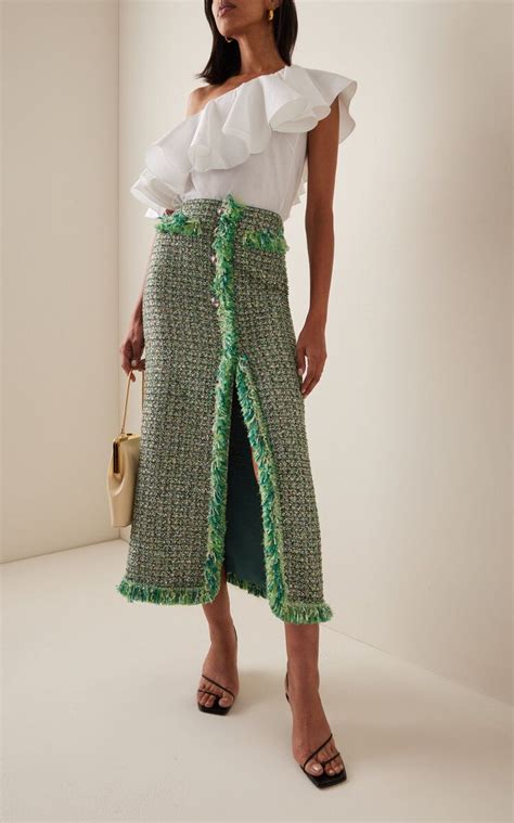 Fringed Boucle Tweed Maxi Skirt By Giambattista Valli Moda Operandi