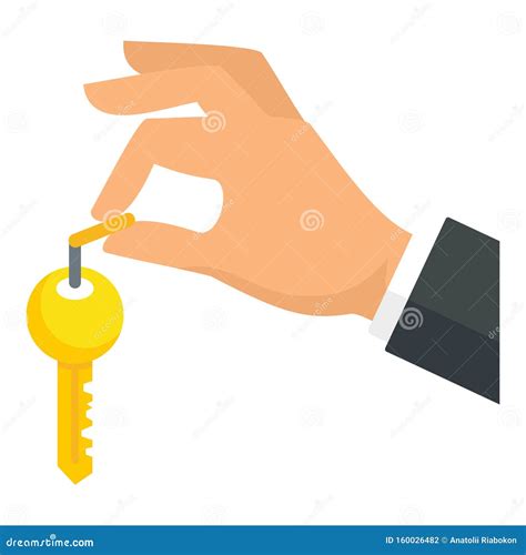 Hand House Key Icon Flat Style Stock Vector Illustration Of Flat