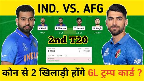 Ind Vs Afg Dream Team Prediction Inda Vs Afghanistan Nd T Dream