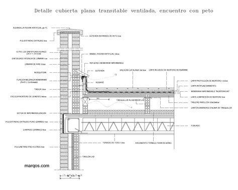 Detalle Cubierta Plana Transitable Con Pavimento Flotante Detalles