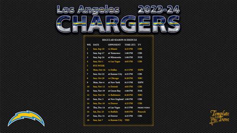 2023-2024 Los Angeles Chargers Wallpaper Schedule