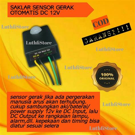 Jual Saklar Otomatis Sensor Gerak Pir 220 VAC DC 12V Pergerakan Manusia