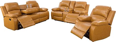 Aycp Bonded Leather Living Room Furniture Set Reclining Sofa Set Loveseat Furniture