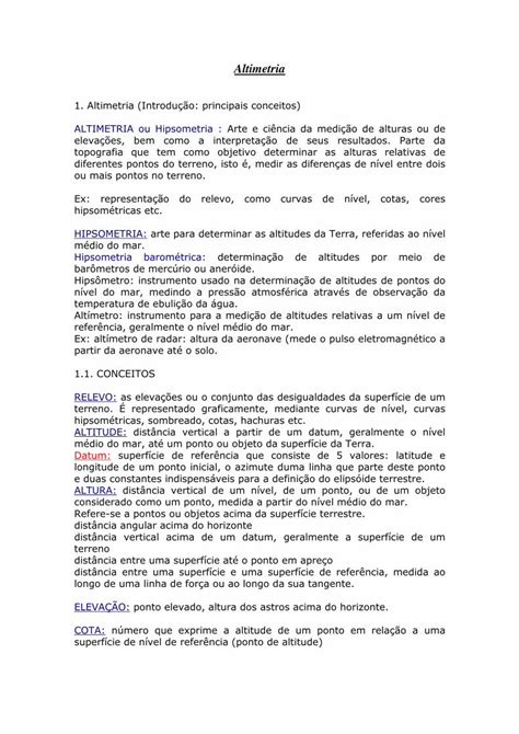 Pdf Resumo Aulas Altimetria Faculdade De Ci Ncias Agr Rias