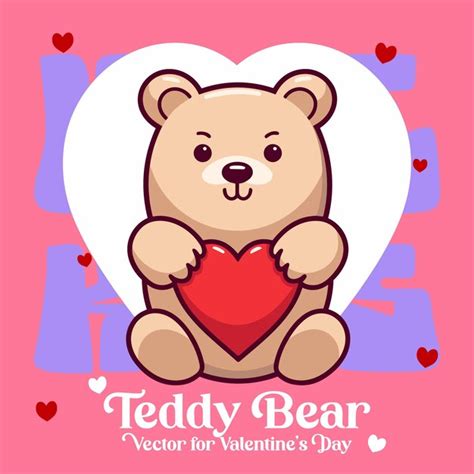 Valentinstag Vektor Cartoon Ein Charmanter Teddyb R Mit Einem Herz