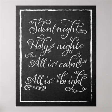 Silent Night Christmas Chalkboard Art Poster Zazzle