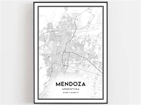 Mendoza Map Print Mendoza Map Poster Wall Art Mendoza City | Etsy