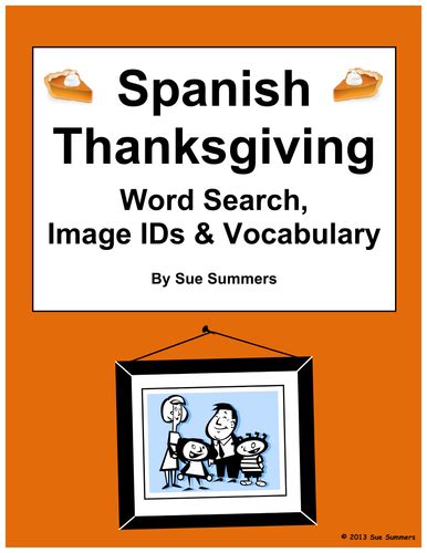 Spanish Thanksgiving Word Search Image Ids And Vocabulary Reference