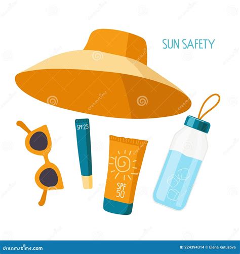 Sun Safety. Things Necessary on Beach for Health. Sunscreen Cosmetics ...