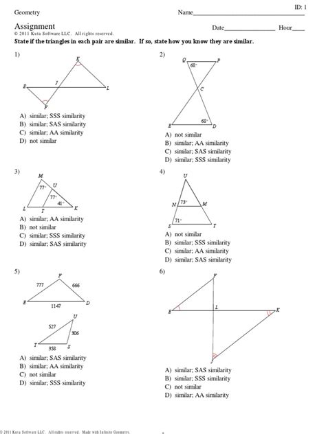 Geo Similar Triangle Worksheet - Worksheets Library