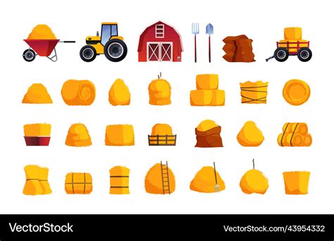 Cartoon hay farming agriculture haystack farm Vector Image