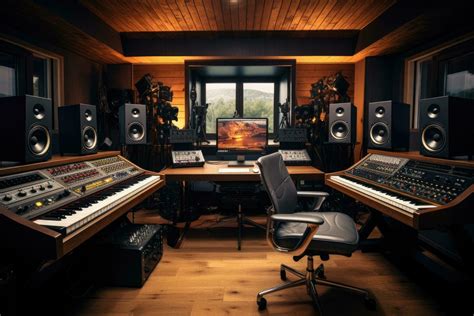 Interior Of A Recording Studio With Professional Equipment Music