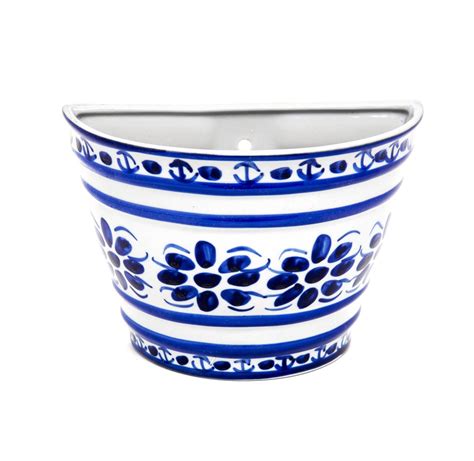 Conjunto 3 Vasos De Parede Em Porcelana Azul Colonial 12 Cm Compre