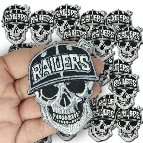 Oakland Raiders Skull Wholesale Diy Embroidered Team Sew Iron On Patch