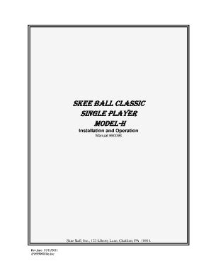 Fillable Online Skee Ball Classic Installation Operation Fax Email