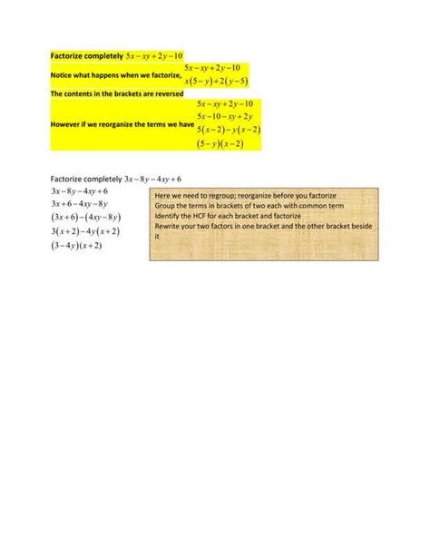 Factorization Of Algebraic Expressions Csec Math Tutor